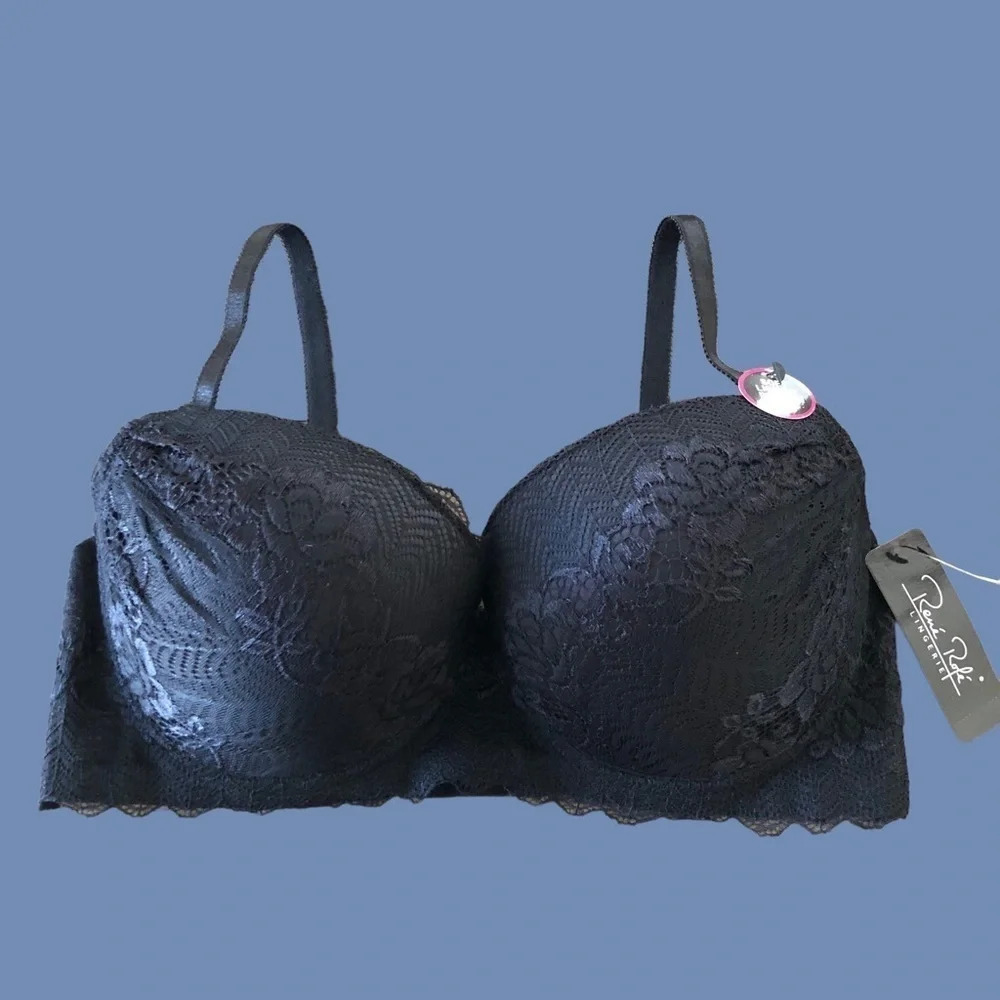 NWT Rene Rofe Size 38DD Black Lace Underwire Bra Soft Lightly Padded‎ B27071XH2